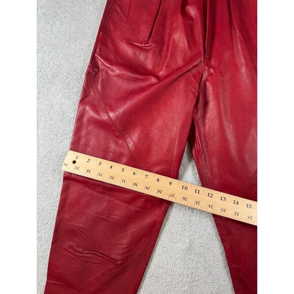 Vintage Polly Edwards By Tendances Red Genuine Leather Womens High-Waisted Pants - Picture 8 of 10